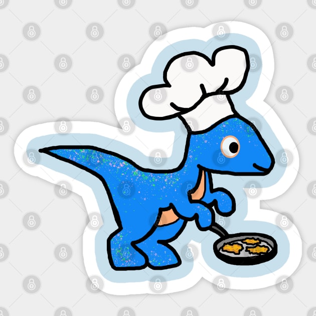 Hanukkah Velociraptor with Chef's Hat (No Text) Sticker by Del Doodle Design